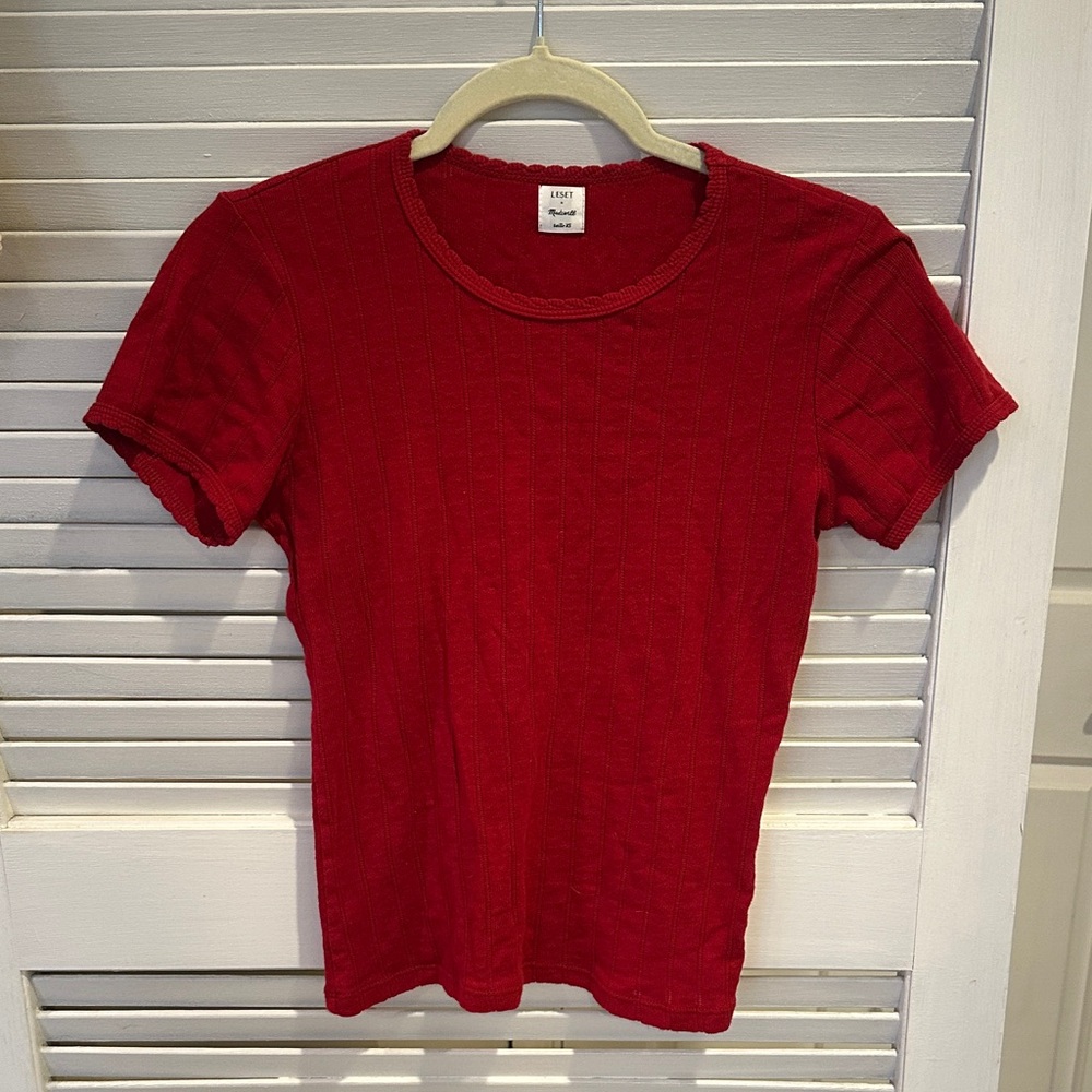 LESET x Madewell Pointelle Short-Sleeve Top